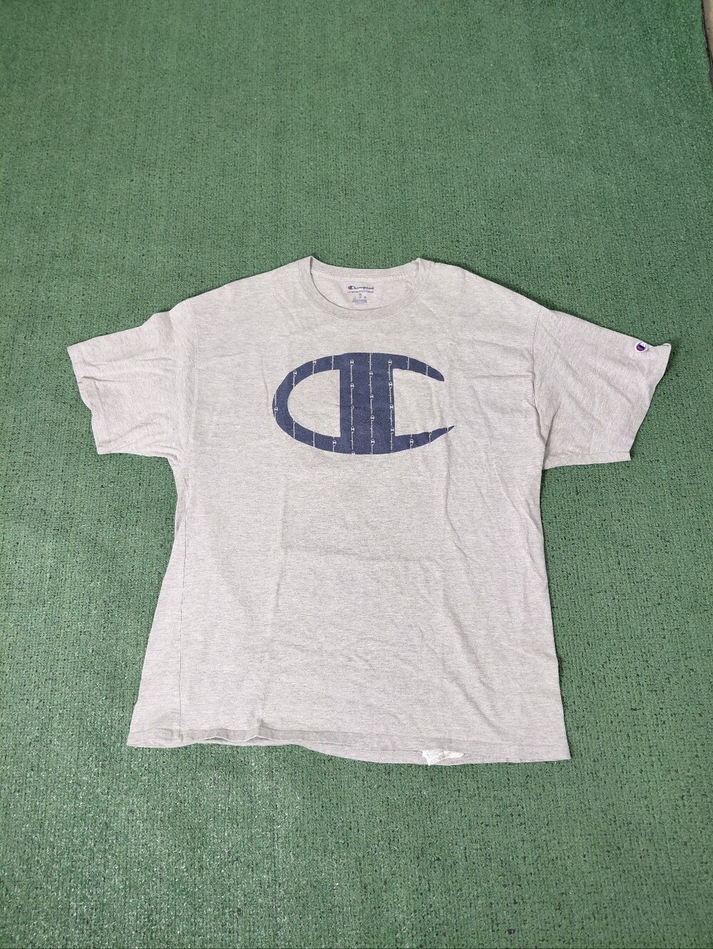Champion Big Logo Activewear Casual Gray T Shirt Sz XL